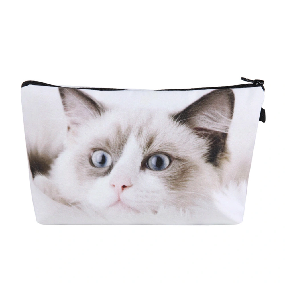 Stylish Cat Printed Multi-use Travel Organizer Small Zipper Cosmetic Storage Bag Makeup Pouch