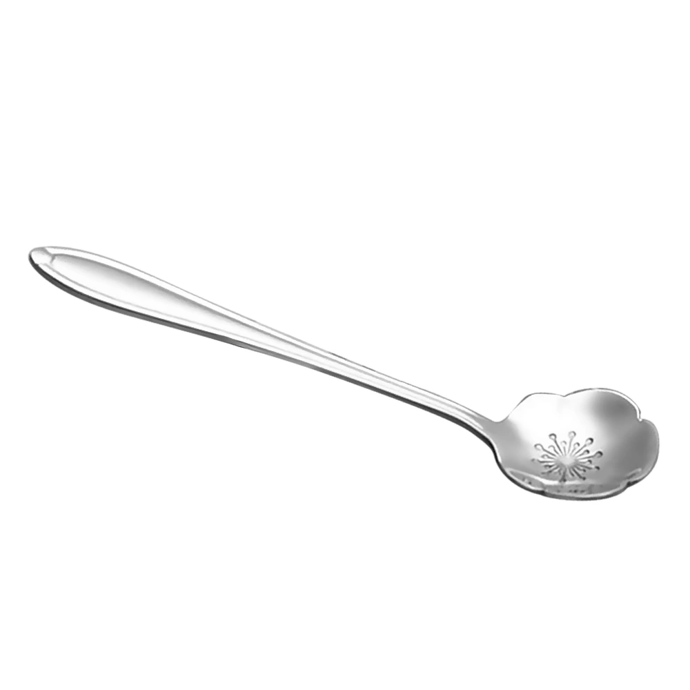 Stainless Steel Tea Spoons Flower Coffee Spoons for Drinking Decorative Tableware (Plum)