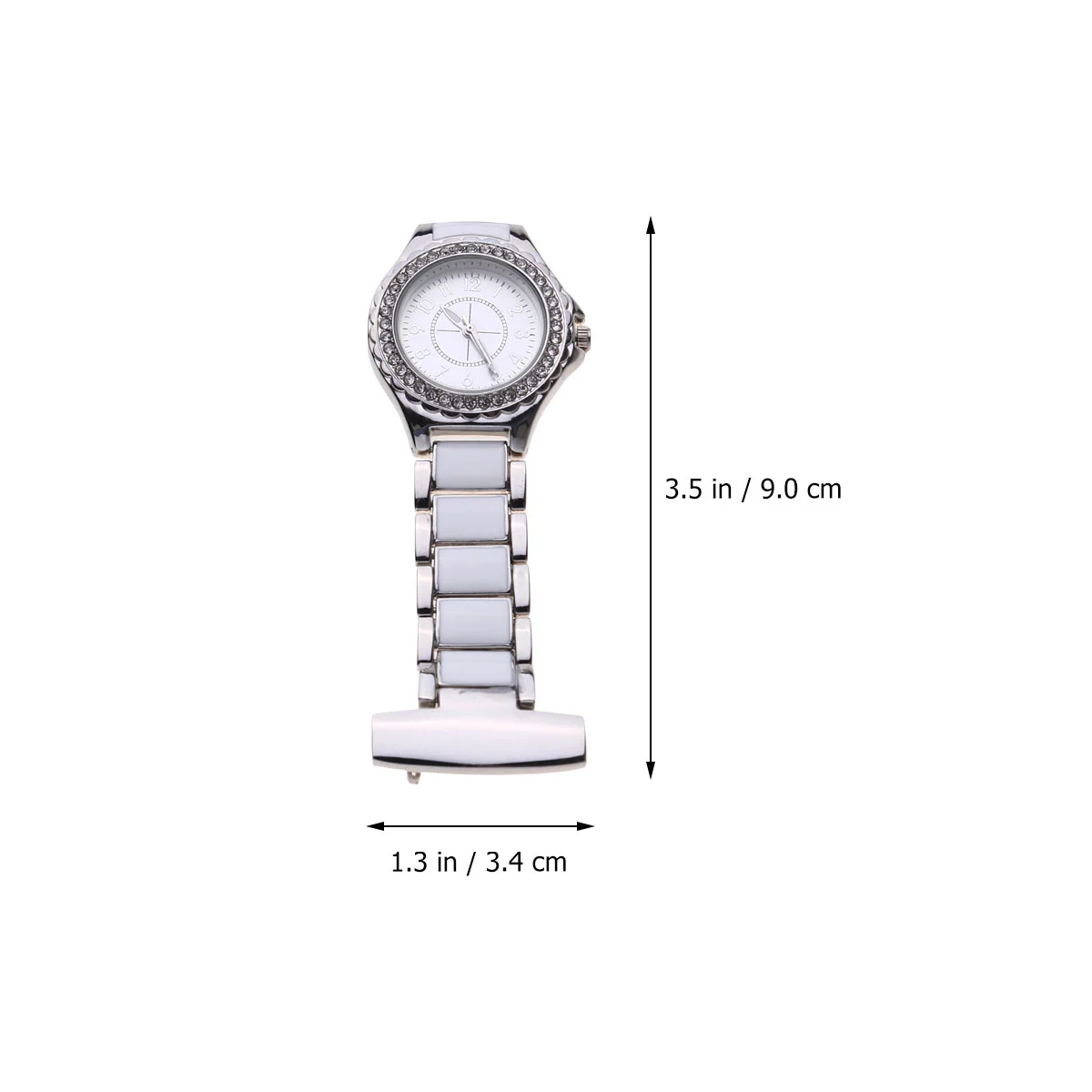 1pc Exquisite Rolling Diamond Nurse Pocket Watch Chic Doctor Hanging Watch Nurse Lapel Pin Watch (Silver)