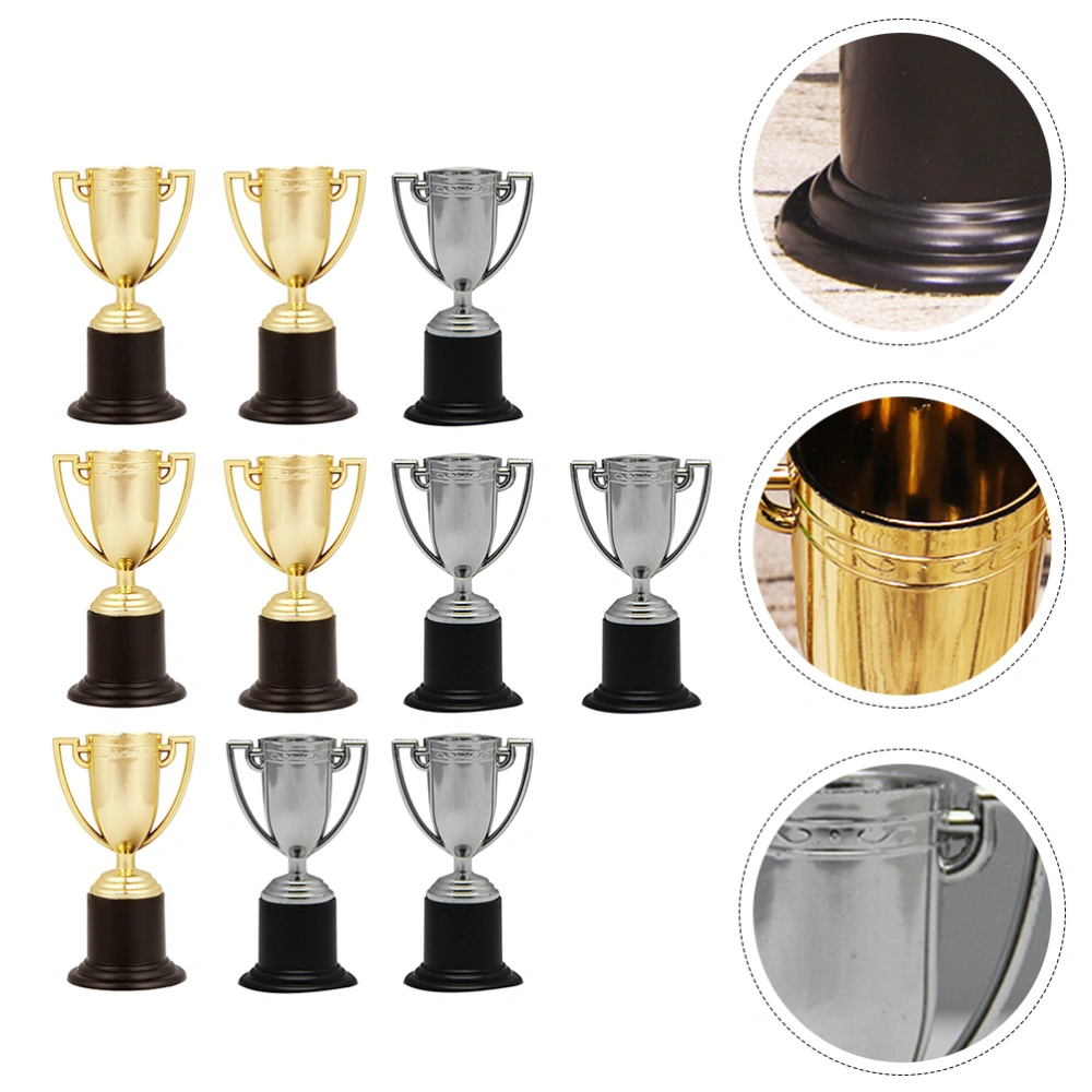 10Pcs Acrylic Award Trophy Mini Reward Prize Children Toy Model Golden Silver