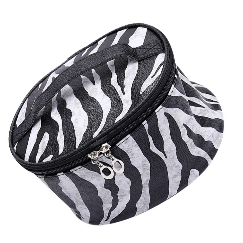 1pc Zebra Pattern Toiletry Bag Travel Cosmetics Pouch Wash Bag (White Black)