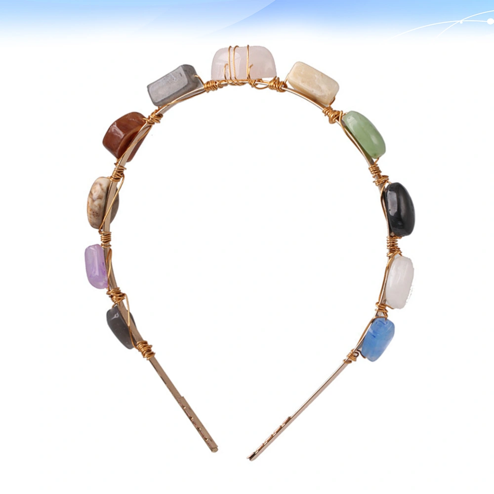 Colorful Stone Headbands Elegant Hair Hoops Chic Headdress Hair Accessories Party Favors Supplies for Women Girls