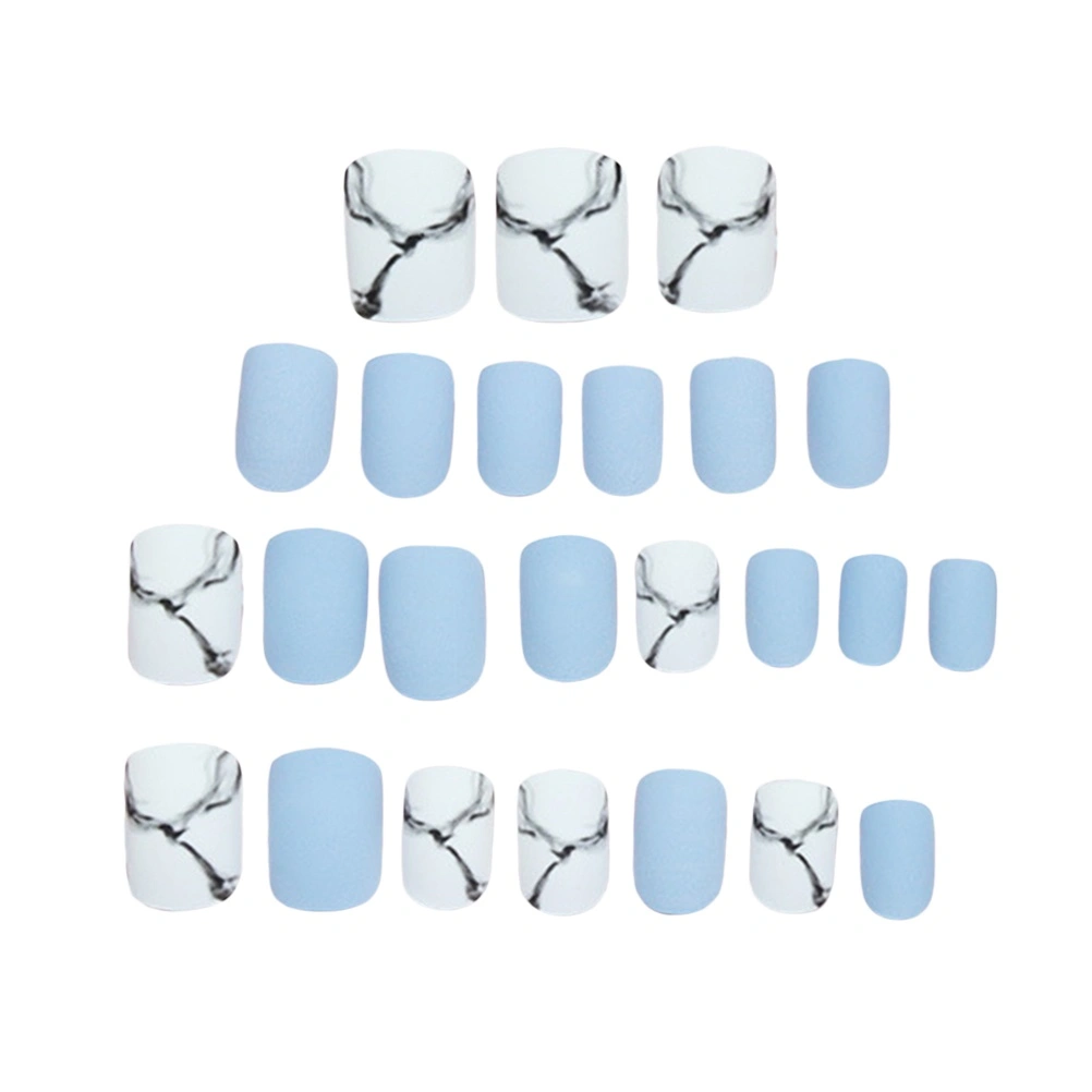 24pcs False Nail Tips Full Cover Dull Polish Fake Nails Nail Art Stickers Decals for DIY