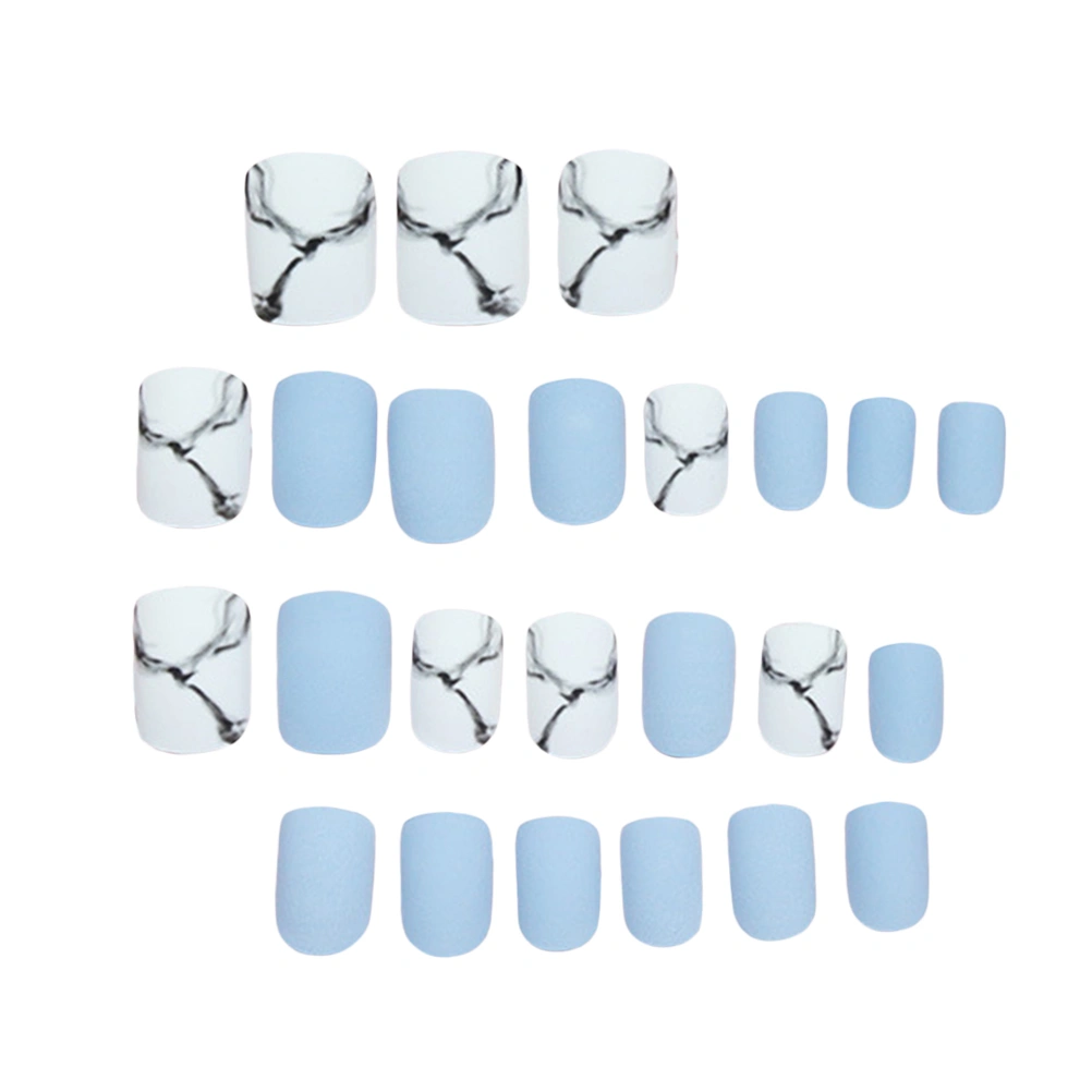 24pcs False Nail Tips Full Cover Dull Polish Fake Nails Nail Art Stickers Decals for DIY