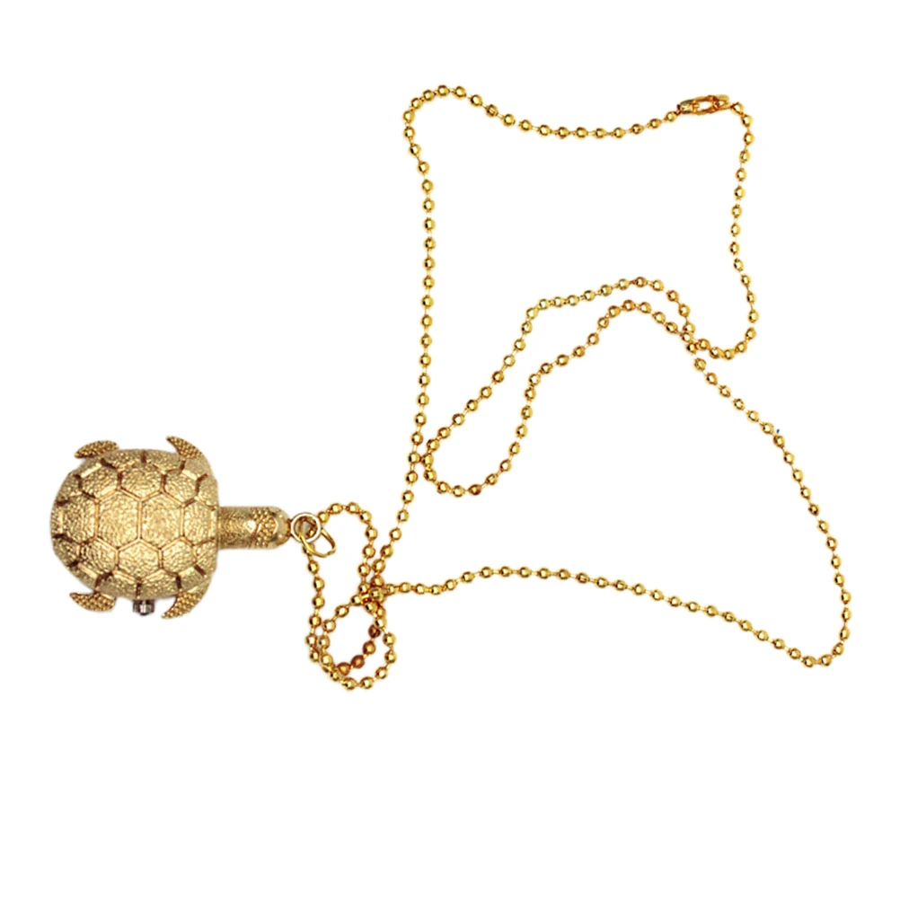 Golden Tortoise Pocket Watch Retro Turtle Shape Vintage Quartz Pocket Watch Fashion Gift