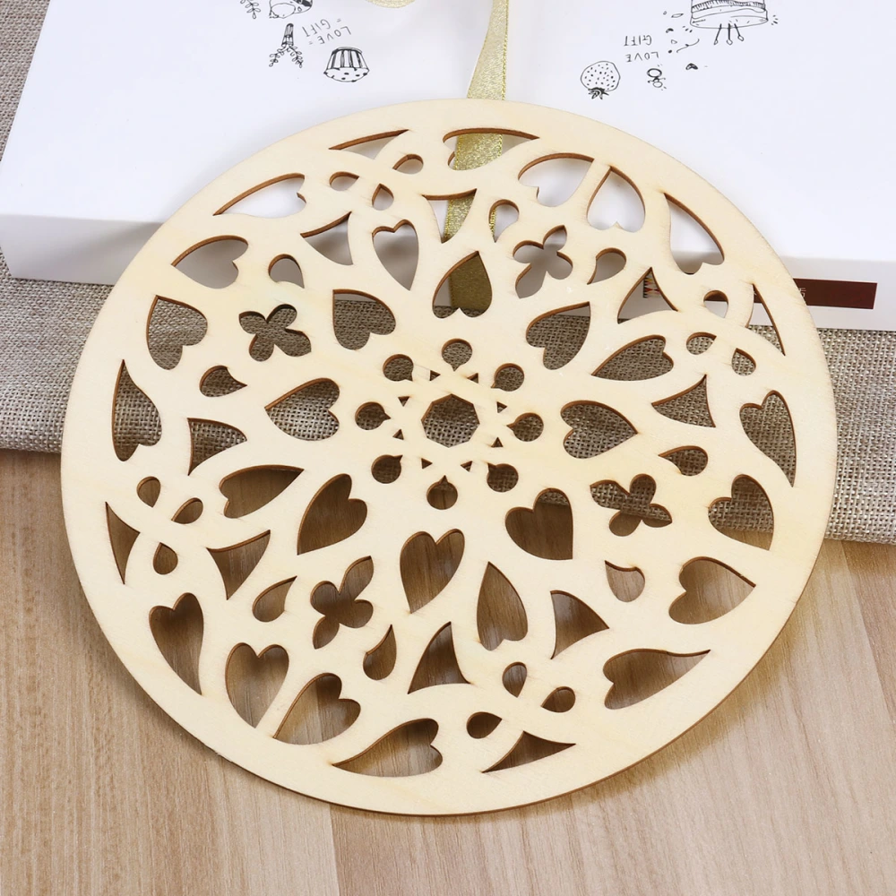 Unfinished Wood Cutout Chips Hollow Wooden Slices for DIY Arts Crafts Ornaments (Round)