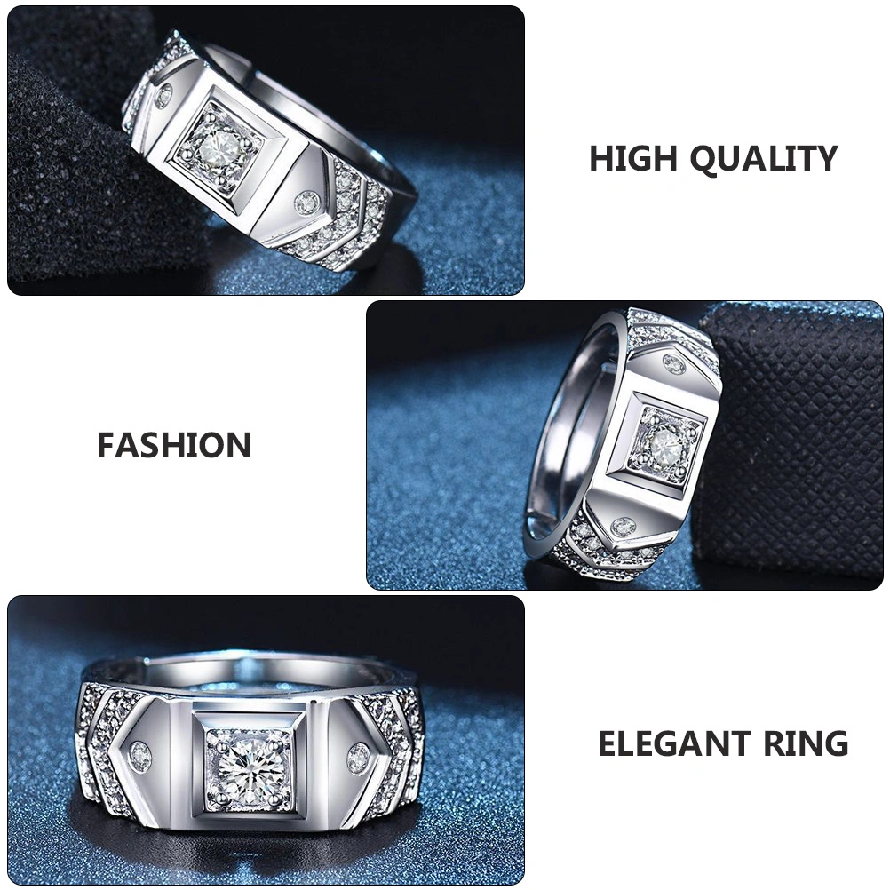 1pc Stylish Men Finger Ring Simple Copper Male Ring Couple Wedding Ring (White)