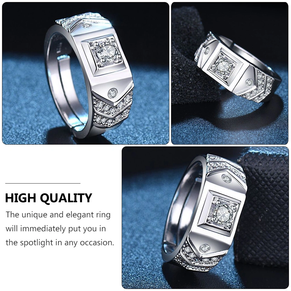 1pc Stylish Men Finger Ring Simple Copper Male Ring Couple Wedding Ring (White)
