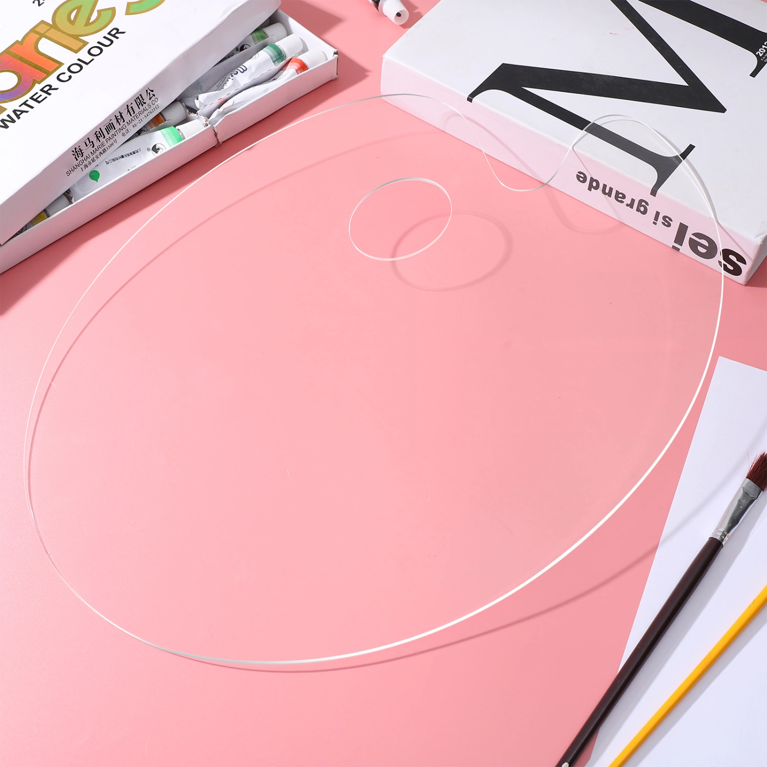 HEALLILY Transparent Watercolor Pigment Color Mixing Trays Art Paint Drawing Tray Acrylic Painting Color Mixer (Oval, 30x40cm)