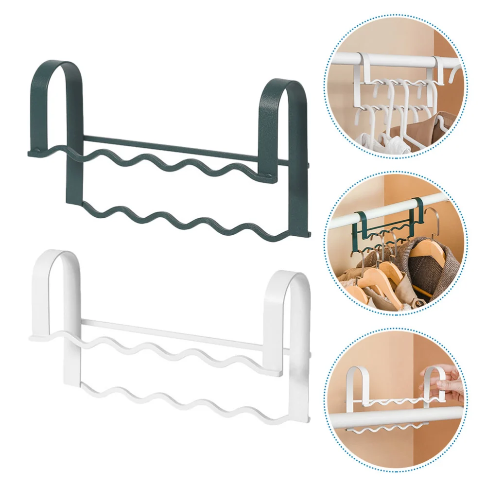 2pcs High-low Design Clothes Holder Wardrobe Clothes Hanger Iron Closet Rack