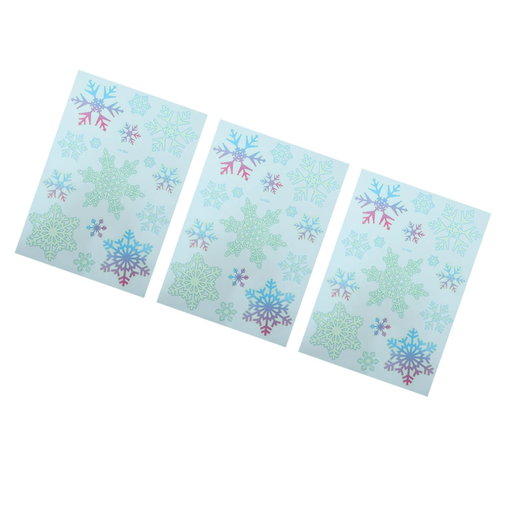 3PCS Assorted Christmas Snowflakes Temporary Luminous Fluorescent Cartoon Stickers Sheets Body Stickers For Kids And Adults Party Festive Supplies (Le-004)