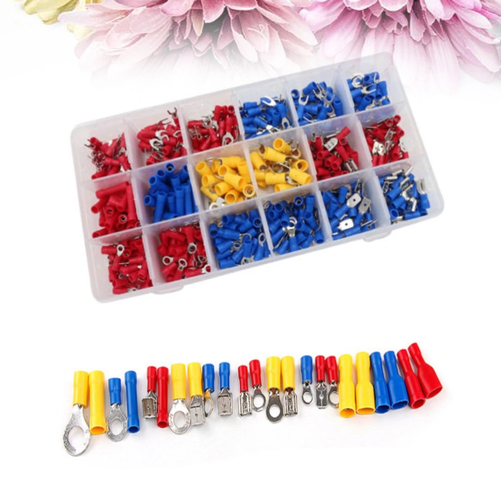 520Pcs Assorted Insulated Electrical Wire Terminals Crimp Connector Spade Ring Fork Set Wire Terminal Kit