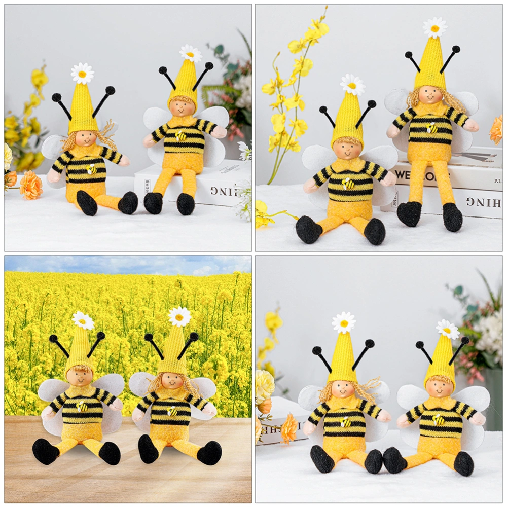 1pc Knitted Doll Festival Bee Shaped Stuffed Toy Festival Adornment Toy Gift