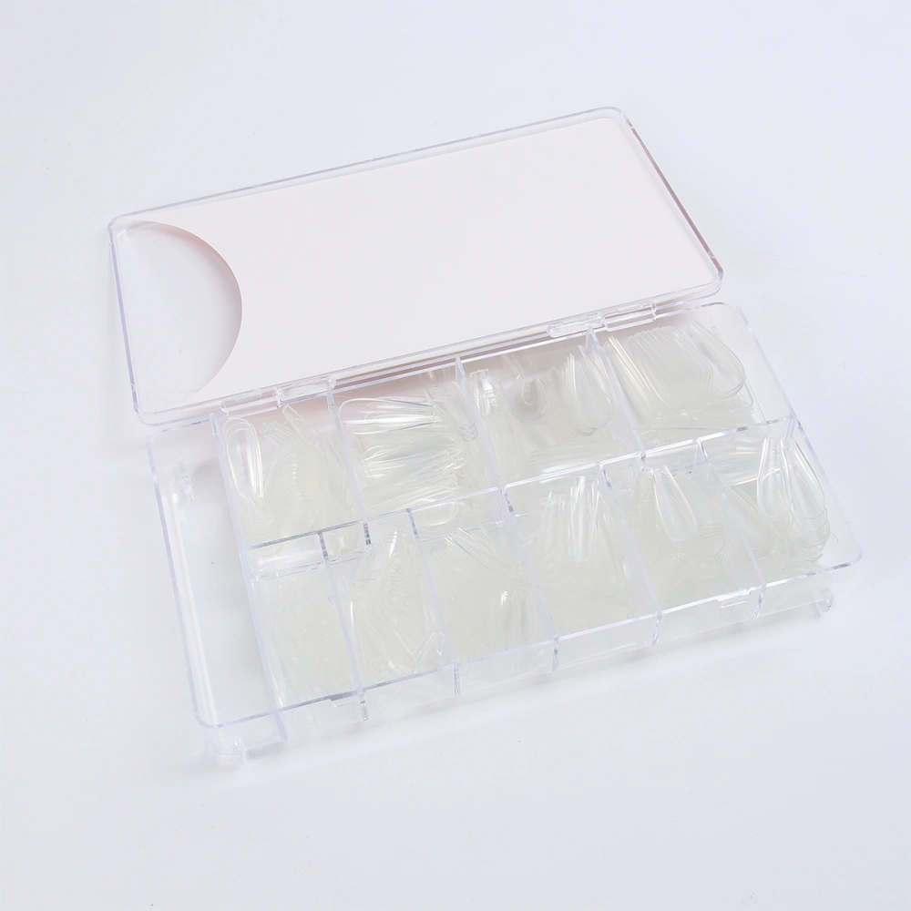 Flat Fake Nail Tips Transparent Ballerina False Nails Full Cover Fingernails for Women Girls (600pcs/Box)