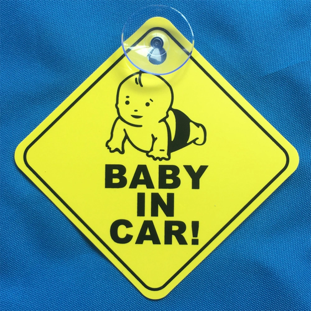 2pcs BABY IN CAR Suction Cup Car Sticker Decal Creative for Most Car (Black and Yellow)