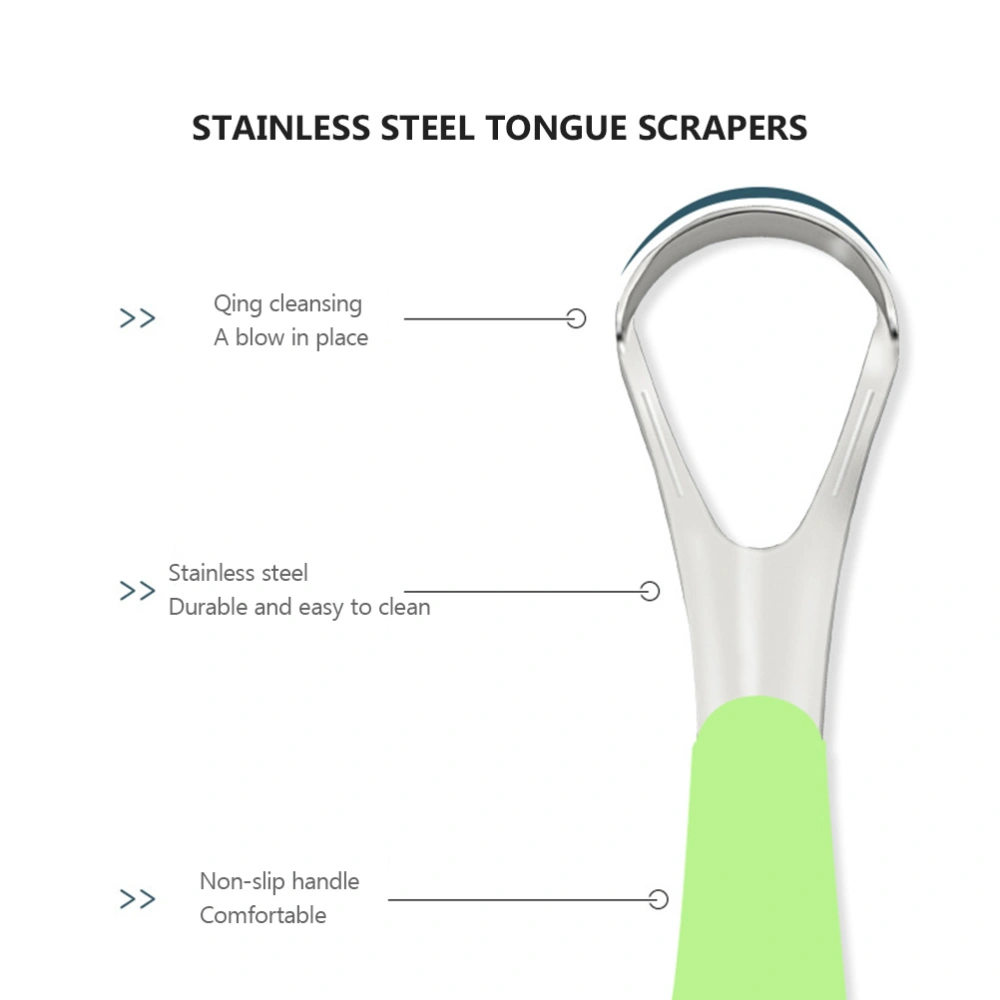 2pcs Durable Stainless Steel Tongue Cleaner Tongue Scrapers Oral Cleaning Tools