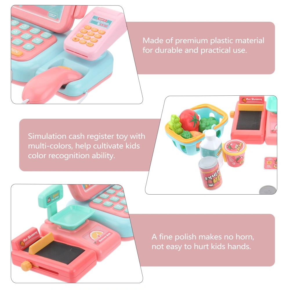 1 Set 24pcs Kids Simulation Cash Register Educational Toy Multifunctional Children Toy Supplies (Pink)