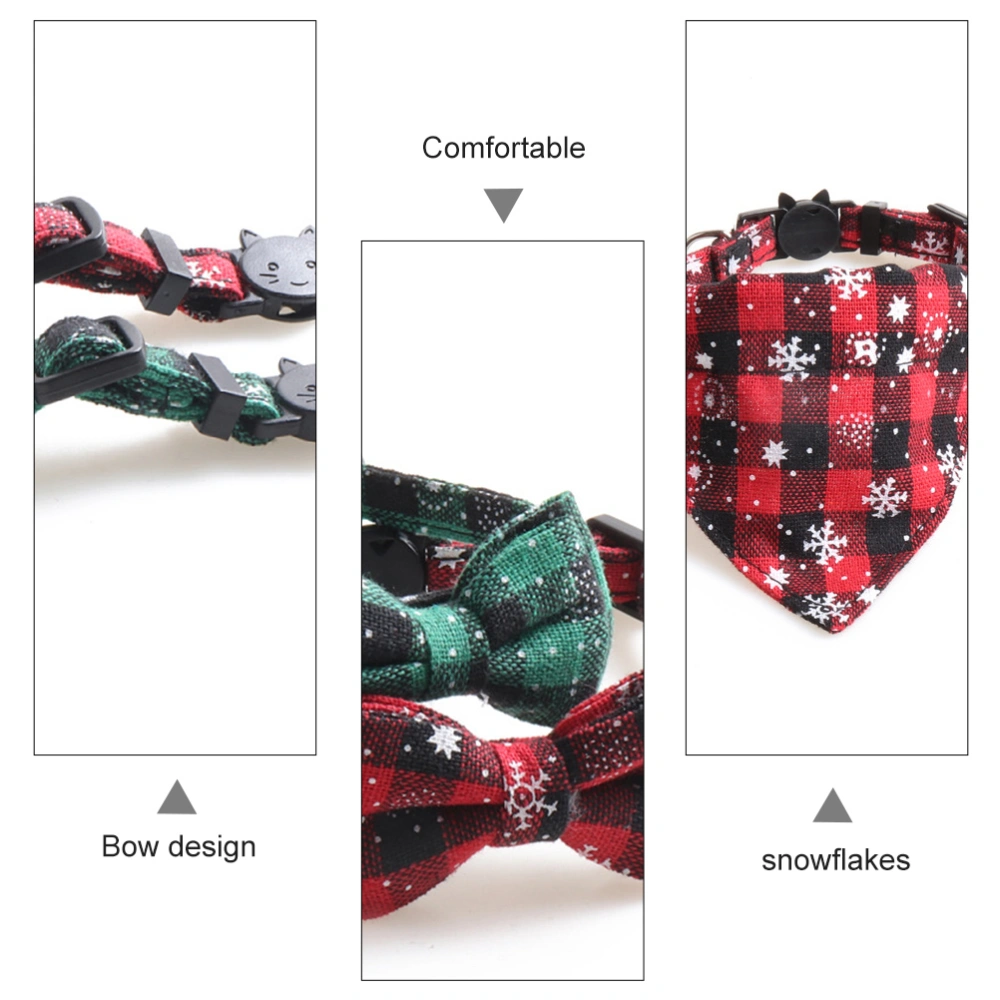 1 Set of Pet Collar Accessory Christmas Costume Bow-tie Scarf with Bells (Red)