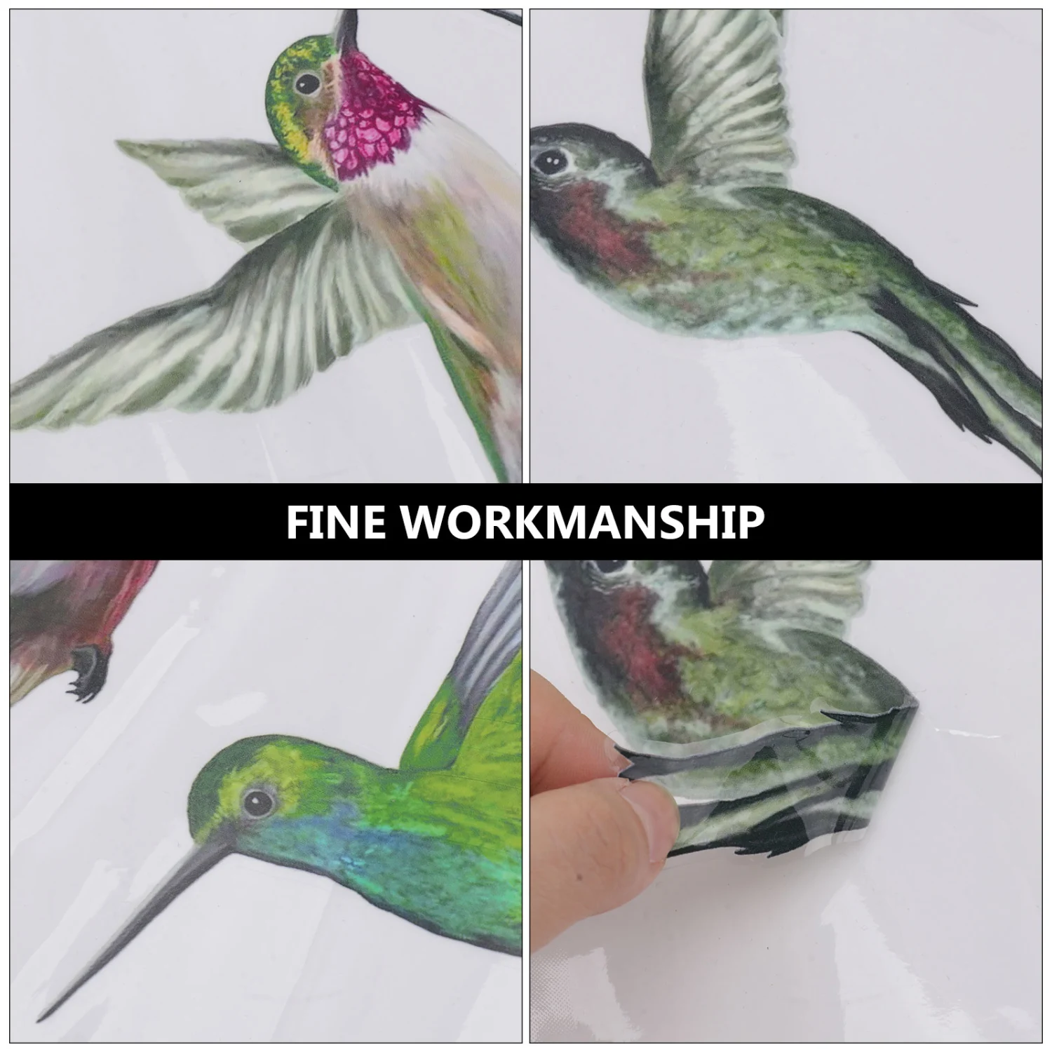 4PCS Hummingbird Electrostatic Glass Decal Anti-collision Hummingbird Sticker