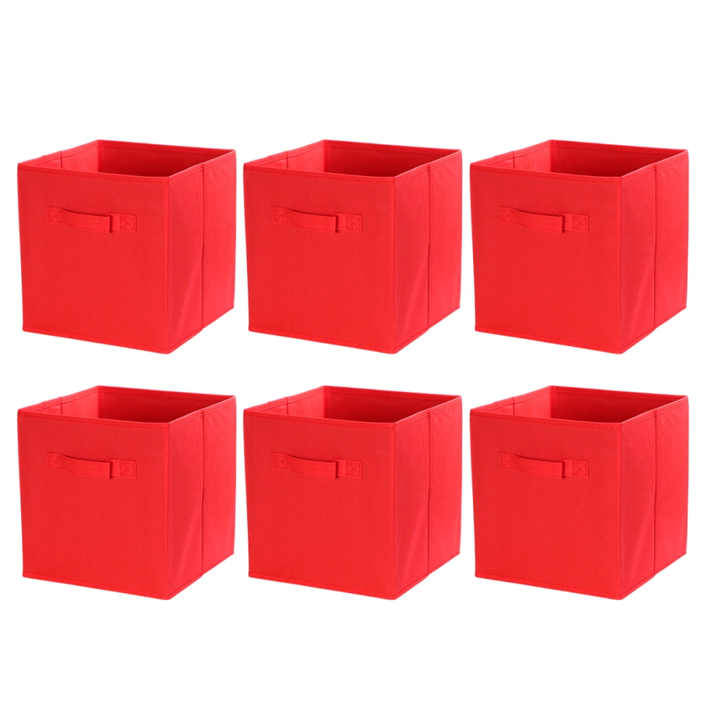 6PCS Foldable Collapsible Fabric Storage Cube Baskets Boxes Bins Organizer Toys Books Storage Collection Containers Drawers (Red)