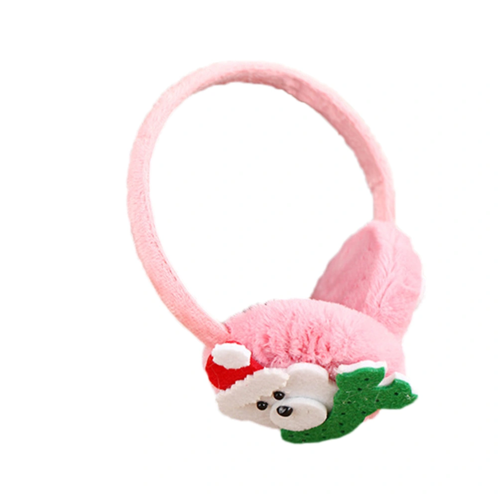 Christmas Bear Earmuffs Furry Ear Warmer Winter Ear Covers Xmas Costume Accesories Headwear for Kids (Pink)