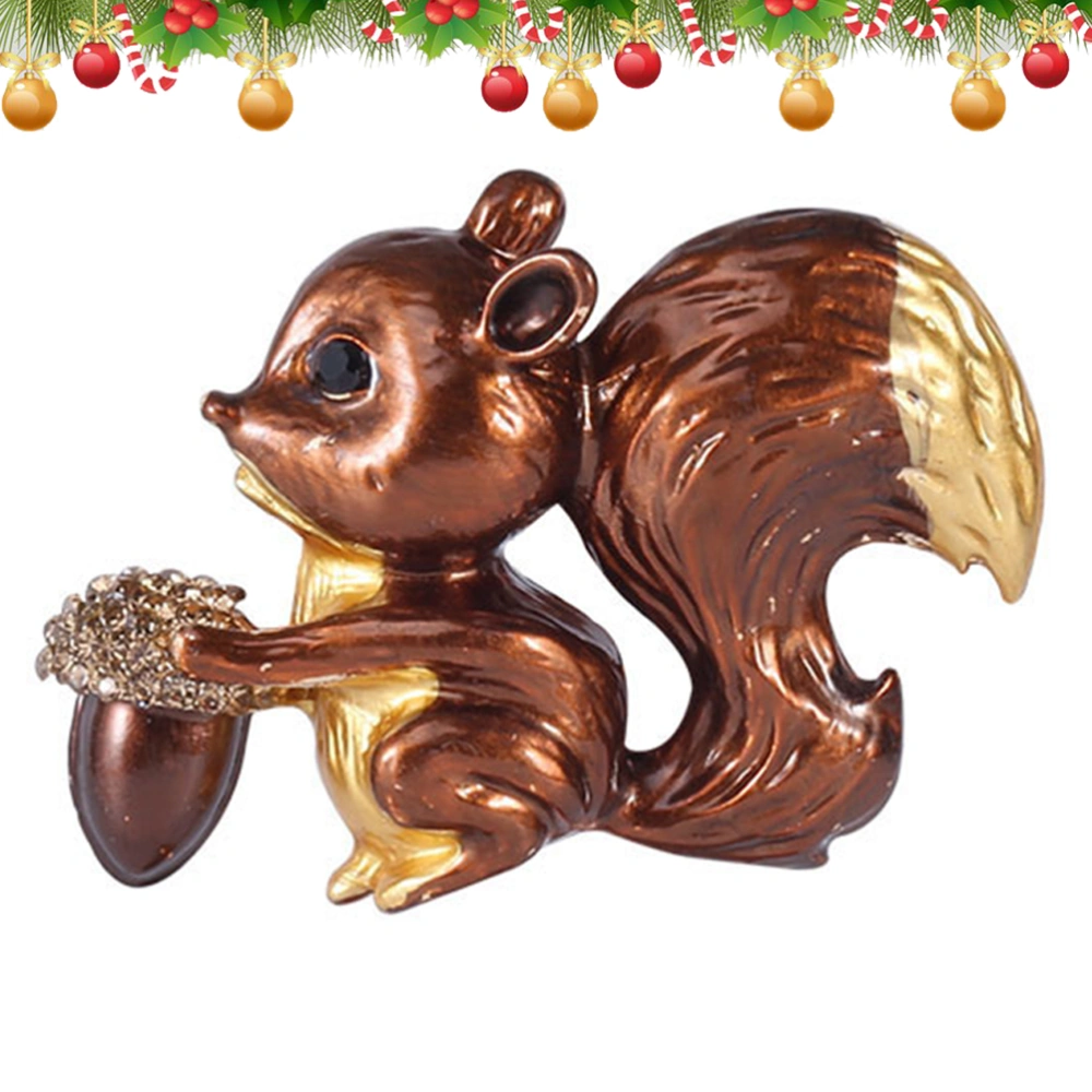 1Pc Lovely Squirrel Brooch Adorable Clothes Pin Binding Pin for Kids (Brown)