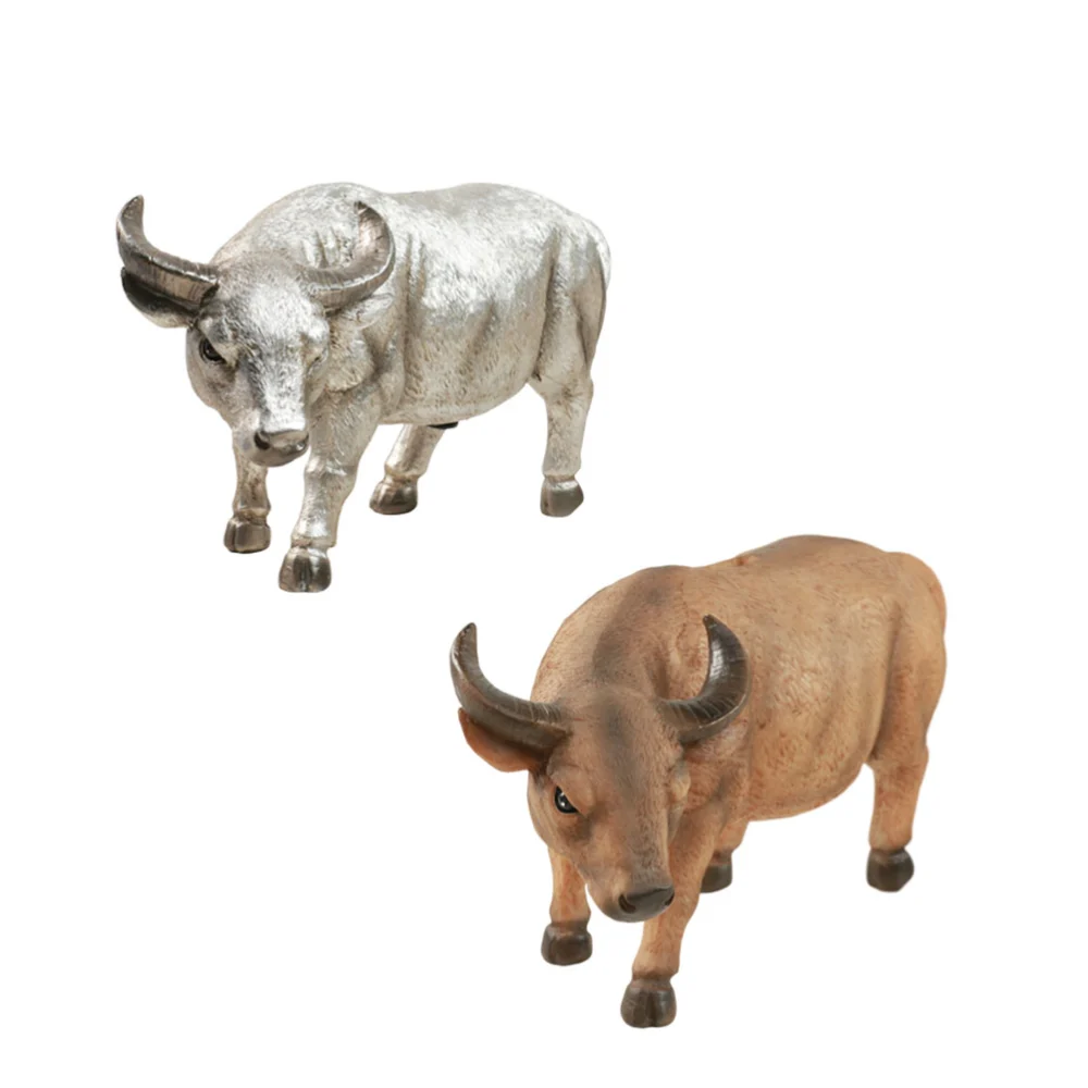 1pc Resin Buffalo Storage Jar Artistic Saving Pot Creative Coin Bank Durable Money Pot for Kids Children Khaki