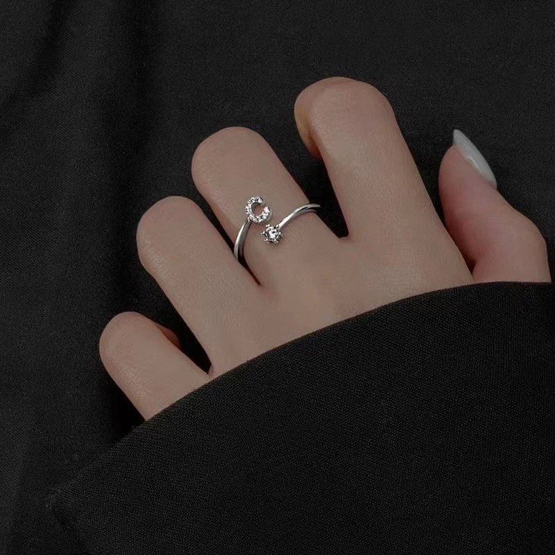 26 Letters Sterling Silver Ring For Women Affordable Luxury Fashion