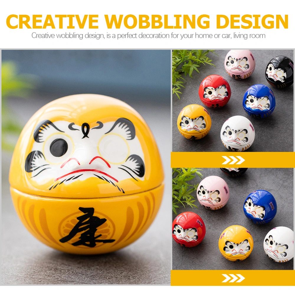 Daruma Doll Fortune Statue Ceramic Desktop Ornament Daruma Wobbling Figurine