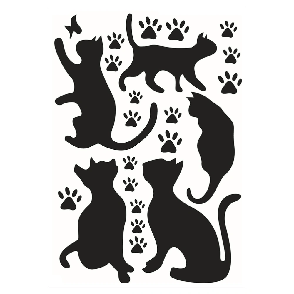 1 Sheet Cat Animal Wall Sticker Self-adhesive Wall Decal Removable Stickers