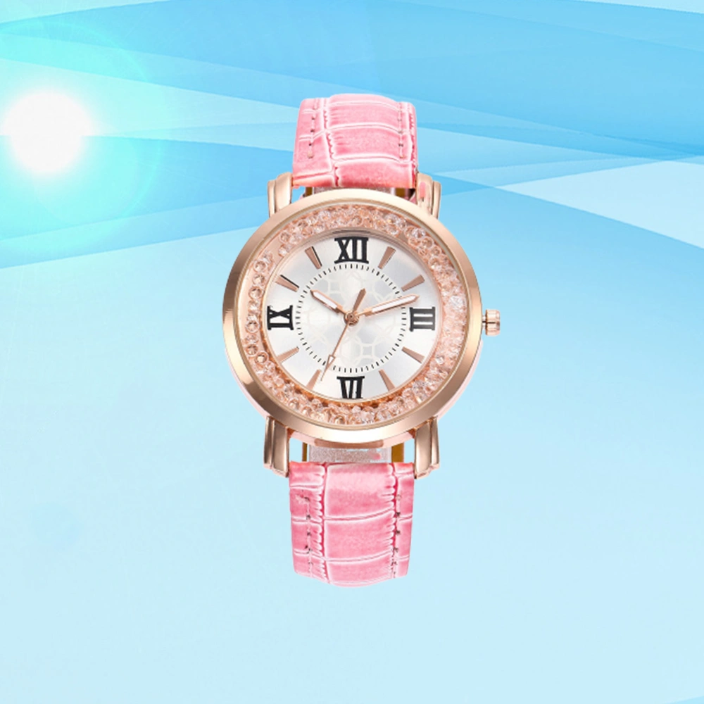 Women Fashion Wrist Watch Quartz Watch Creative Wristband Wrist Decoration Pink