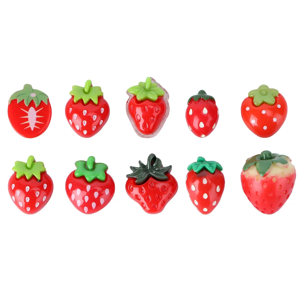 10PCS Simulated Strawberry Headdress DIY Materials DIY Decors (Mixed Style Red)