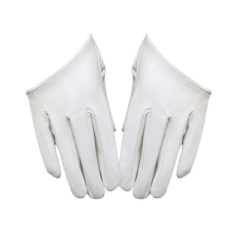 1 Pair PU Gloves Women Banquet Gloves Half Palm Gloves Finger Gloves for Adult Dance Stage Performance (White)