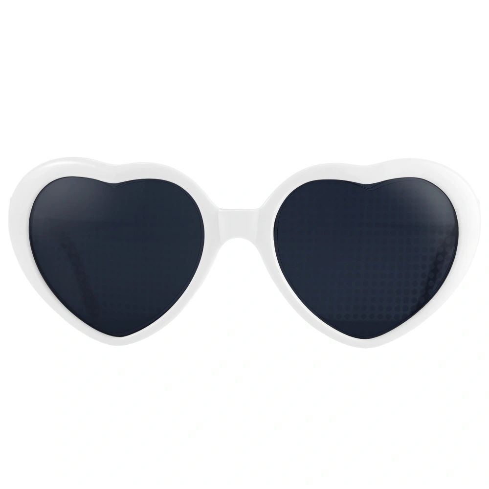 FENICAL Peach Heart Special Effects Glasses Interesting Eyewear Light Diffraction Glasses Funny Eyeglasses for Bar Night Club (White)