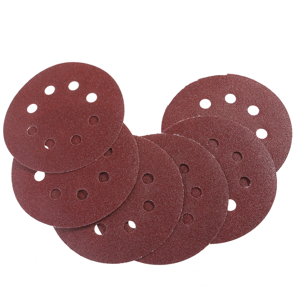 50pcs 8 Hole 5 Inch Hook and Loop Sanding Discs 80 Grit Sandpaper Circular Pads