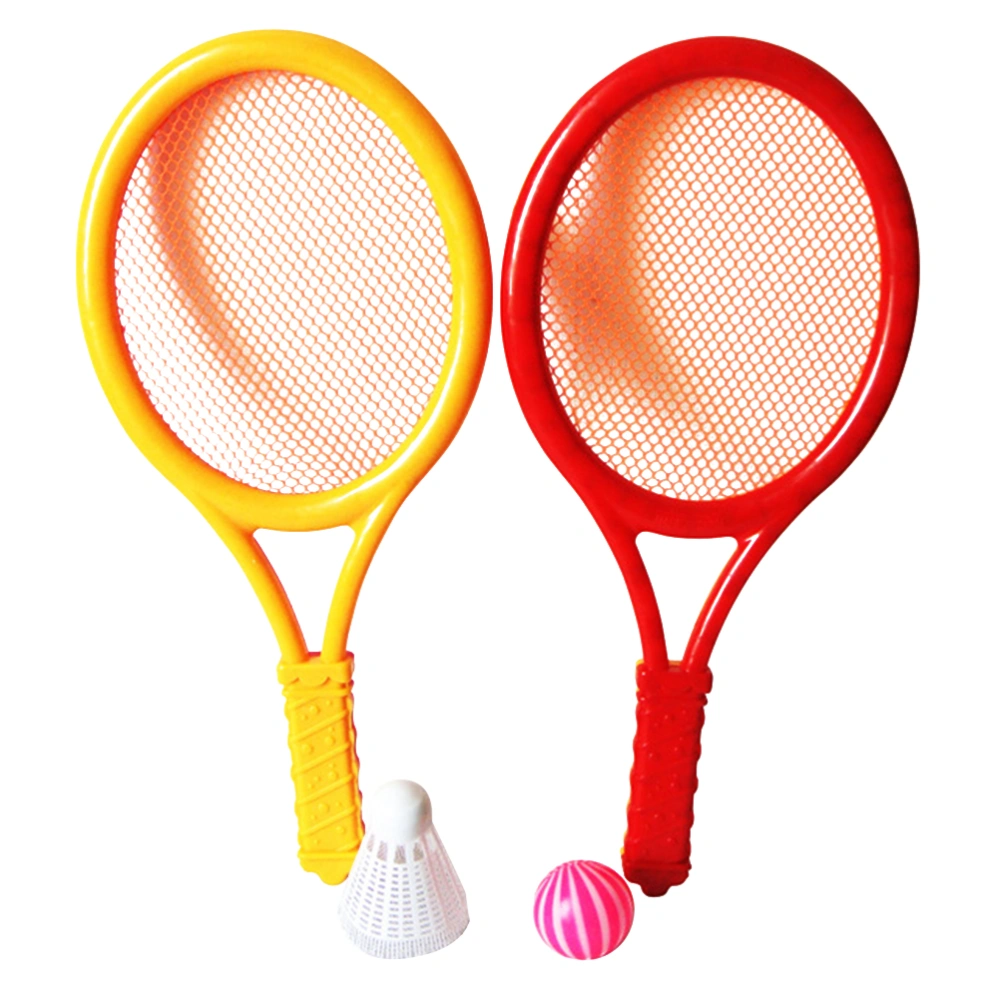 1 Pair of Badminton Tennis Set Plastic Badminton Racket Tennis Racket With Tennis Balls