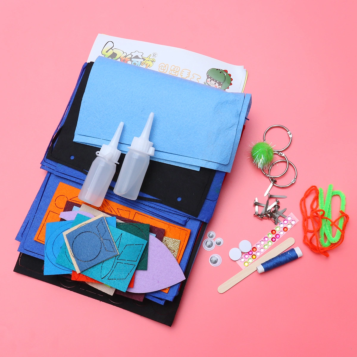 Kids Cloth Book DIY Handmade Book Making Material Package Early Childhood Education Cloth Book Intelligence Development Learn Picture Cognize Book(MY SPACE BOOK/Blue)