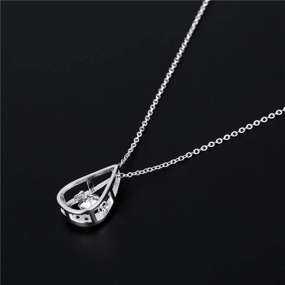 1pc Drop Design Necklace Zircon Pendant Chain Neck Jewelry Valentine Day Gift for Women Ladies Girls