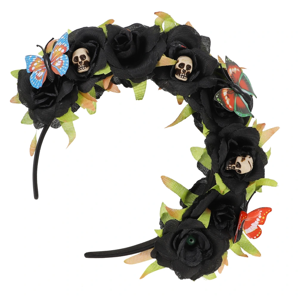 1pc Halloween Skull Decoration Party Head Buckle Simulation Flower Headband