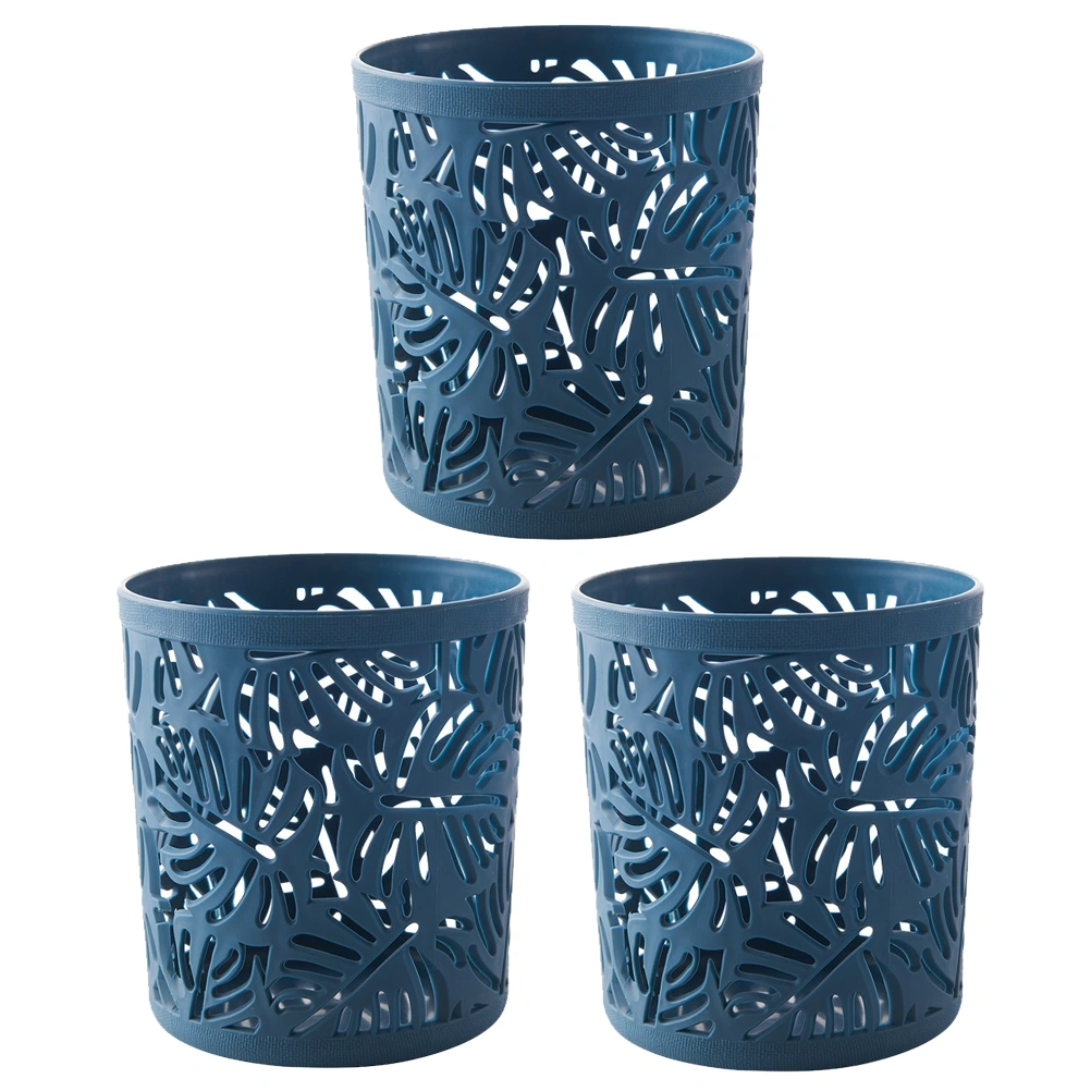 3pcs Hollow-out Pen Holder Pencil Container Desktop Stationery Organizer