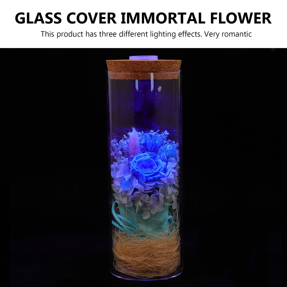 1 Set Eternal Flower Gift Glass Cover Colorful Light Preserved Fresh Flower