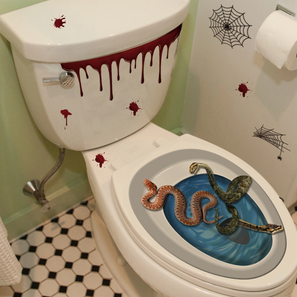 1pc Halloween Wall Sticker Funny Wall Decals Waterproof Toilet Sticker