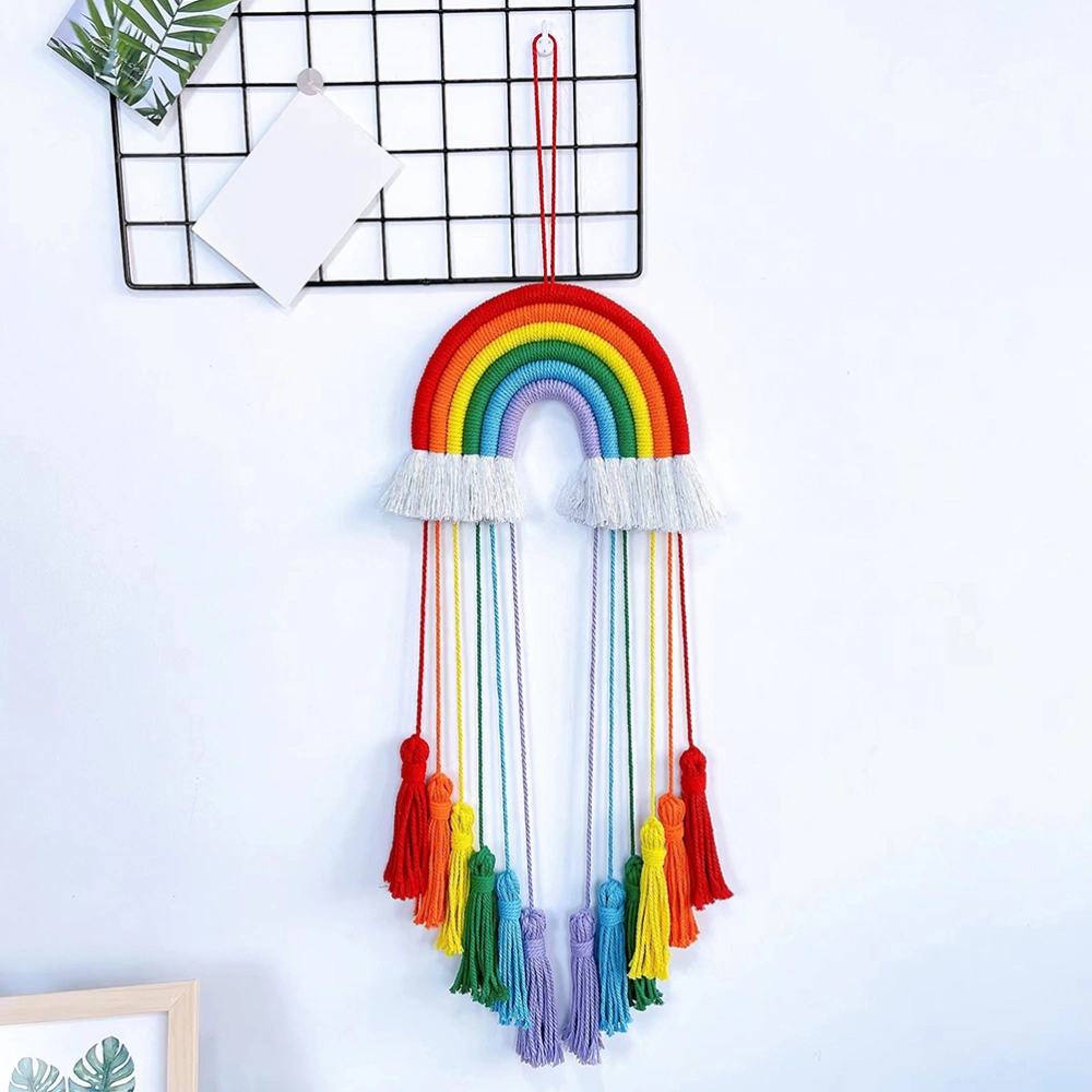 Rainbow Woven Tassel Pendant Wall Hanging Adorn Home Background Decor Random Color