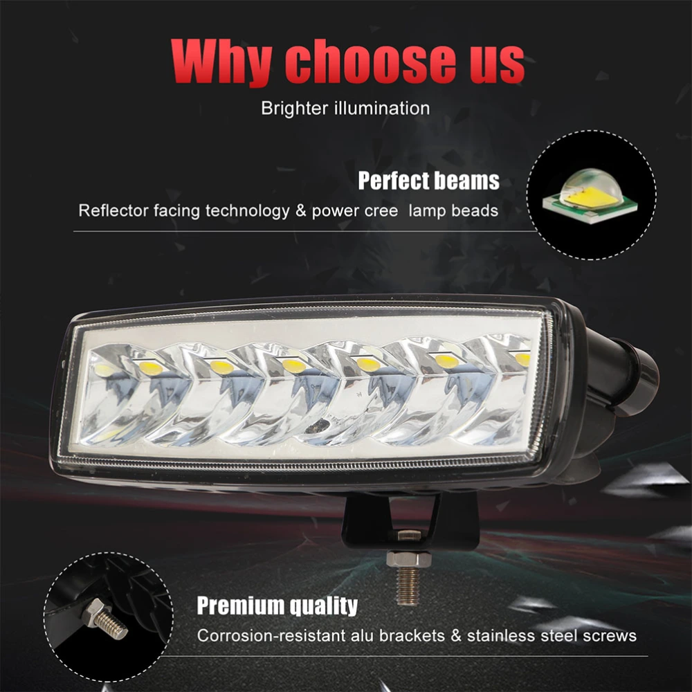 6 Inch LED Light Bar 30W Car Work Light Driving Fog Spot Lights Searchlight