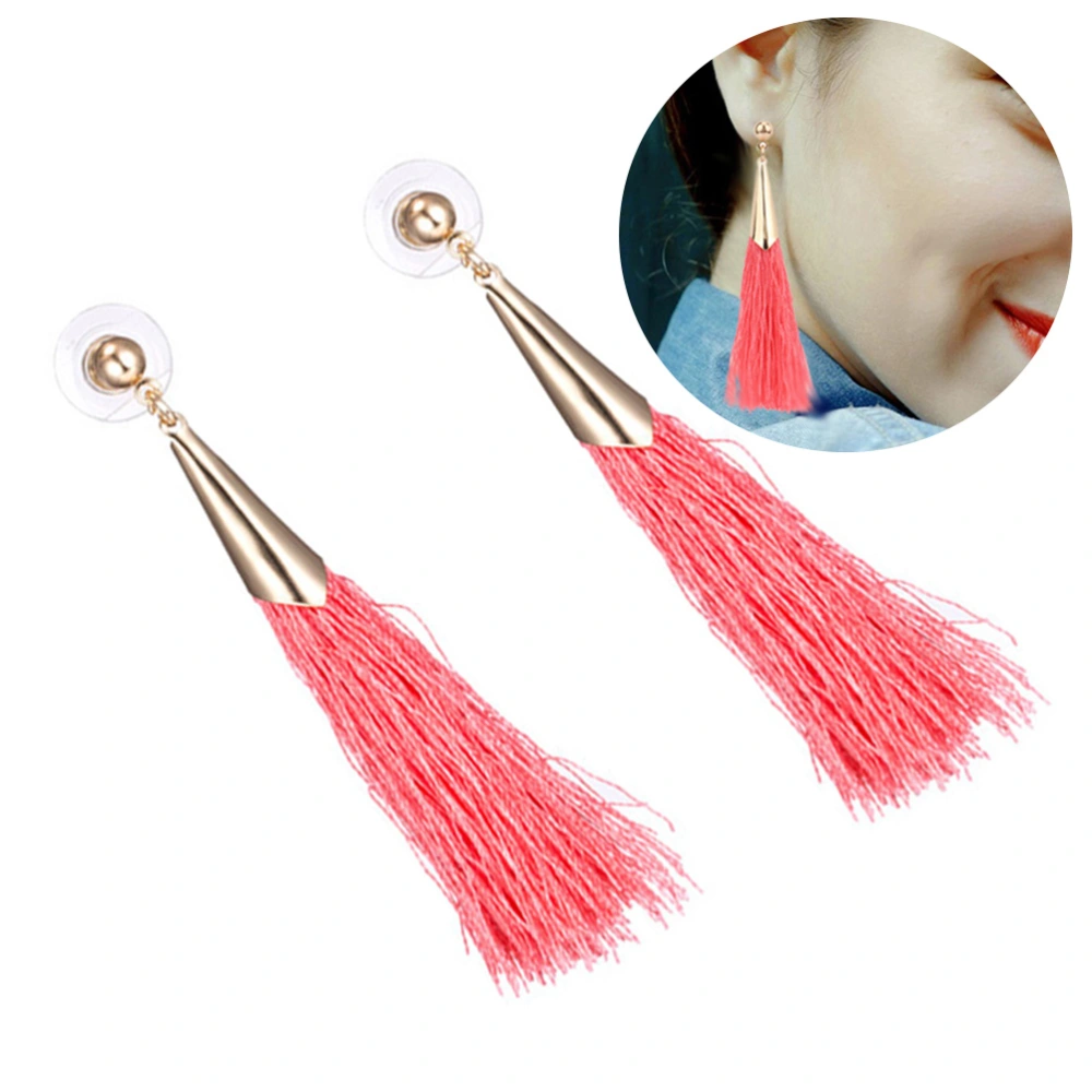 Statement Metal Tassel Long Earrings for Women Bijoux Classic Fashion Jewelry (Watermelon Red)