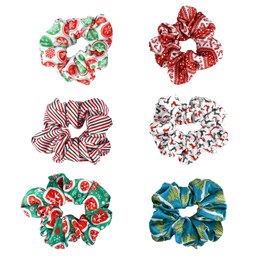 6pcs Christmas Hair Scrunchies Elastic Hair Bands Hair Ties Hair Accessories