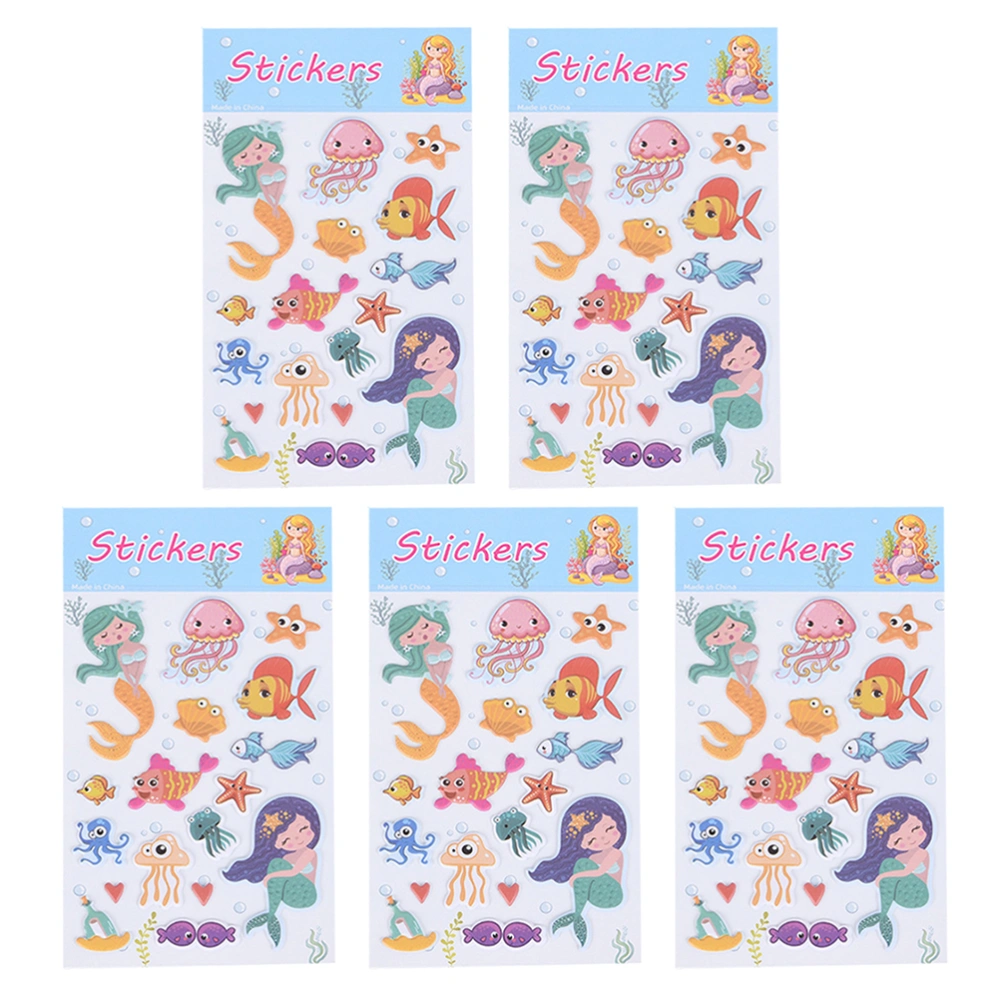 1 Set 5 Pcs Lovely Cartoon Mermaid Stickers Scrapbook Diary DIY Decals (Assorted Color)