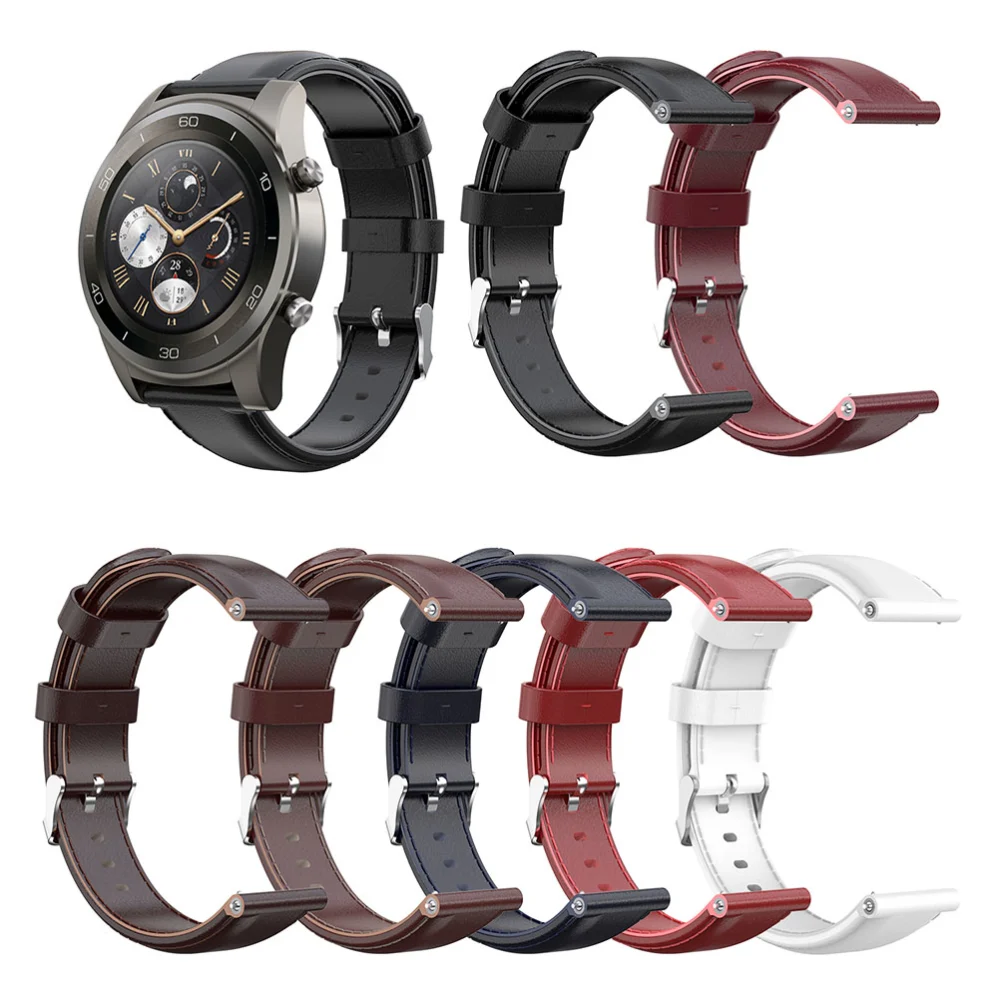 1pc Leather Watch Strap Unisex Wrist Strap Watch Replacing Band Adjustable Watchstrap Compatible for Fossil Gen 4 Claret 22mm