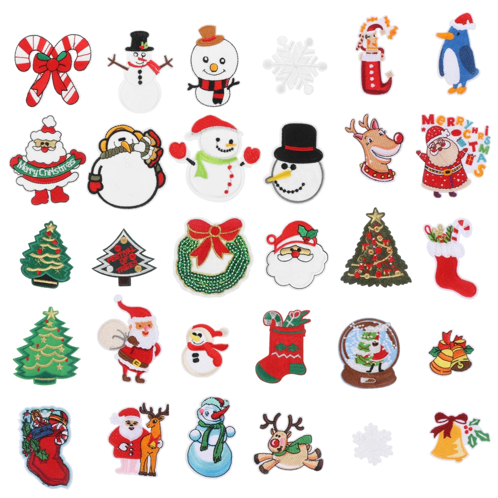 30pcs Christmas Adorable Embroidered Patches Cartoon Applique Embroidery Patch