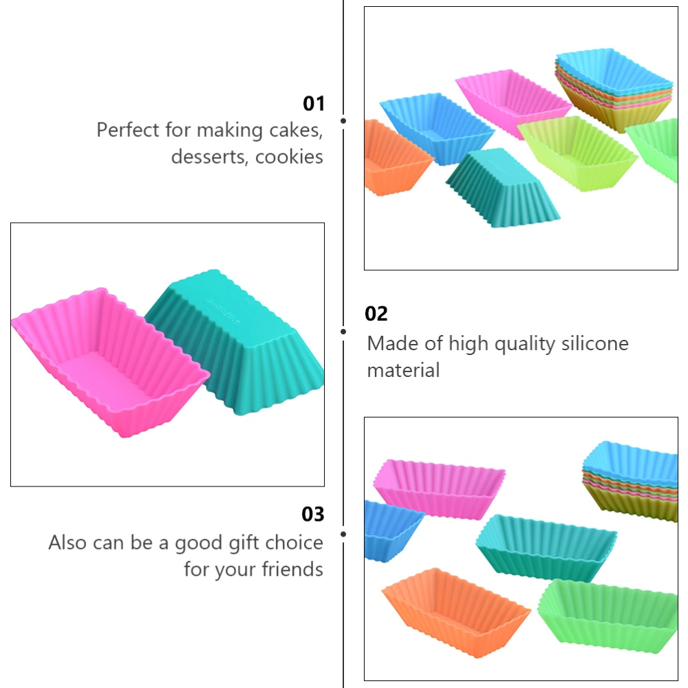 24pcs Silicone Rectangular Design Muffin Molds Cake Baking Cups (Random Color)